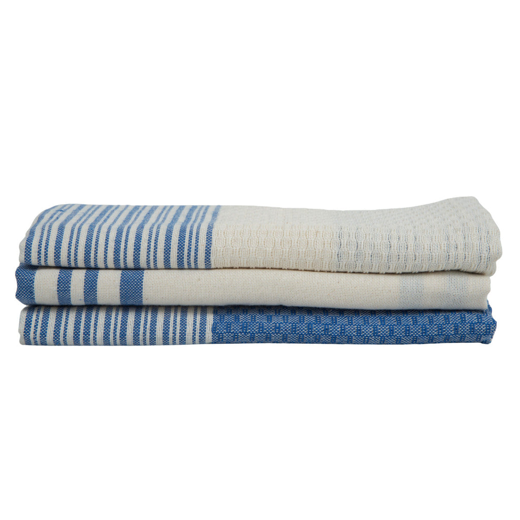 Tea towel (X3) Mahdia - Greek Blue - Cotton