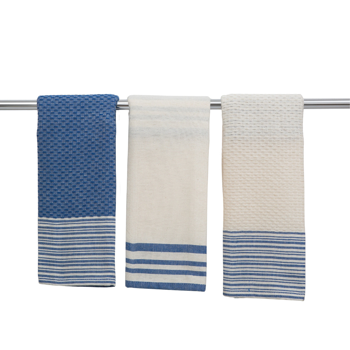 Tea towel (X3) Mahdia - Greek Blue - Cotton