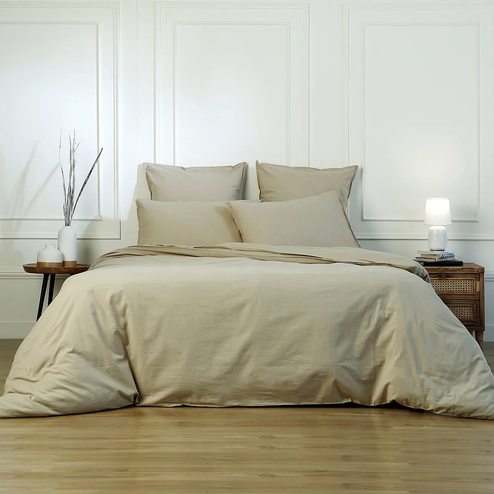 Luna - Drap Plat - Coton Lavé - Sable