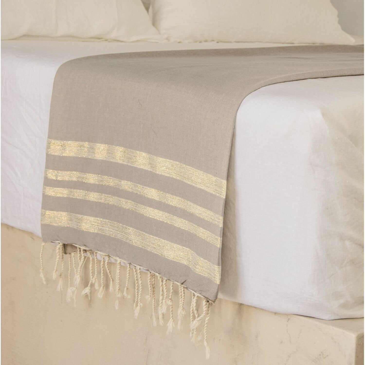 Mantel Hamptons de algodón y lúrex - Beige
