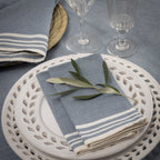 Mahdia - Nappe + 10 Serviettes - Bleu Jean