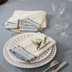 Mahdia - Nappe + 10 Serviettes - Bleu Jean
