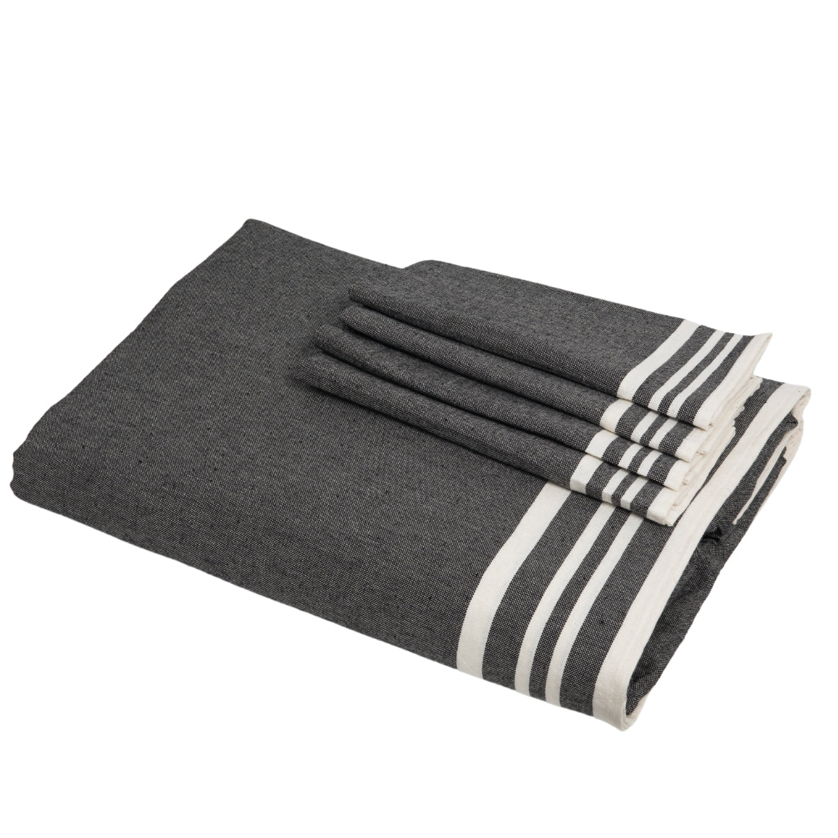Mahdia - Nappe + 10 Serviettes - Noir