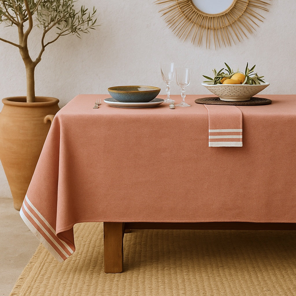 Mahdia - Table Set - Cotton - Terracotta Red