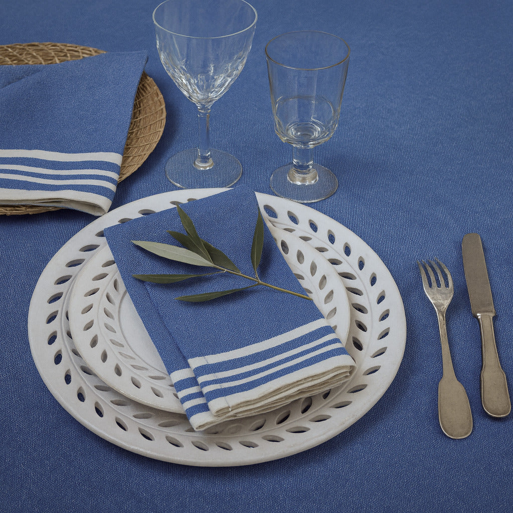Mahdia - Lot De 4 Serviettes De Table - Bleu Grec