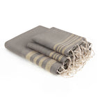 Bath towels (1+2) cotton 100x200+2(40x60) HAMPTONS light taupe / gold