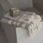 Bath towels (1+2) cotton 100x200+2(40x60) HAMPTONS light taupe / gold