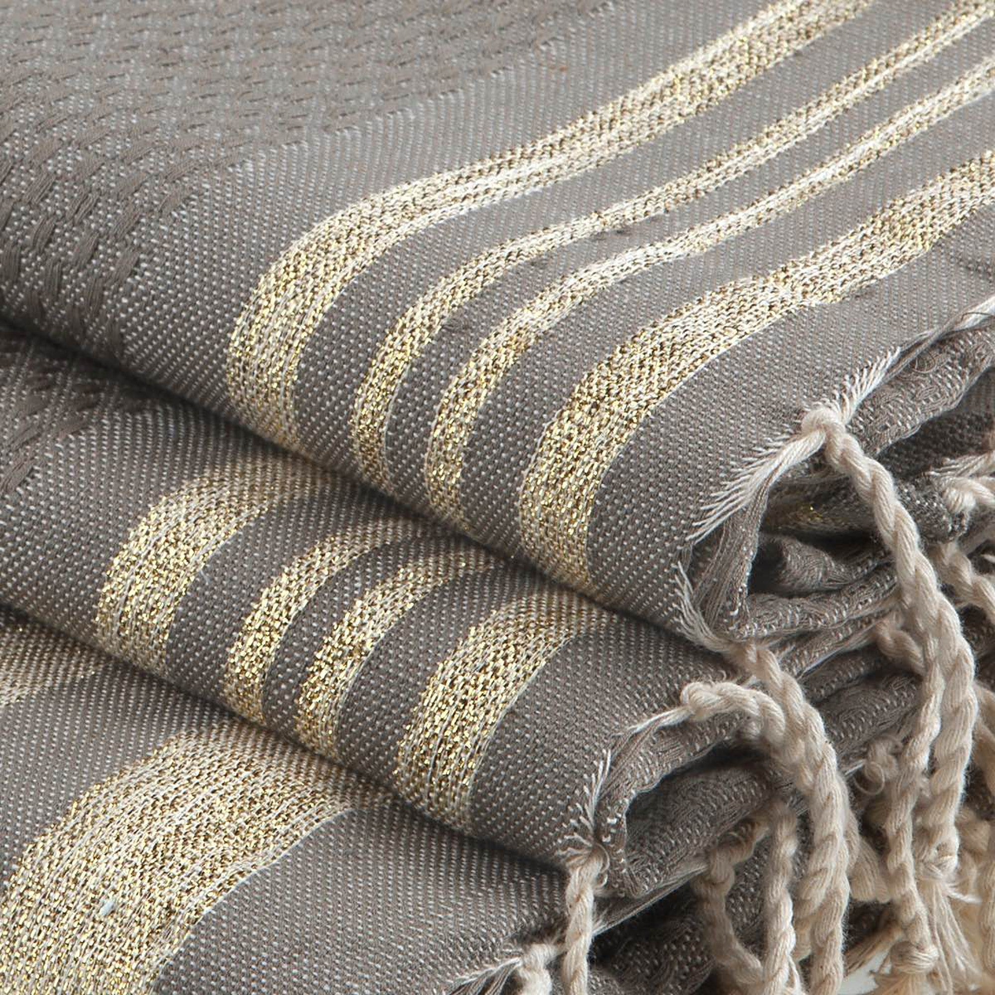 Bath towels (1+2) cotton 100x200+2(40x60) HAMPTONS light taupe / gold