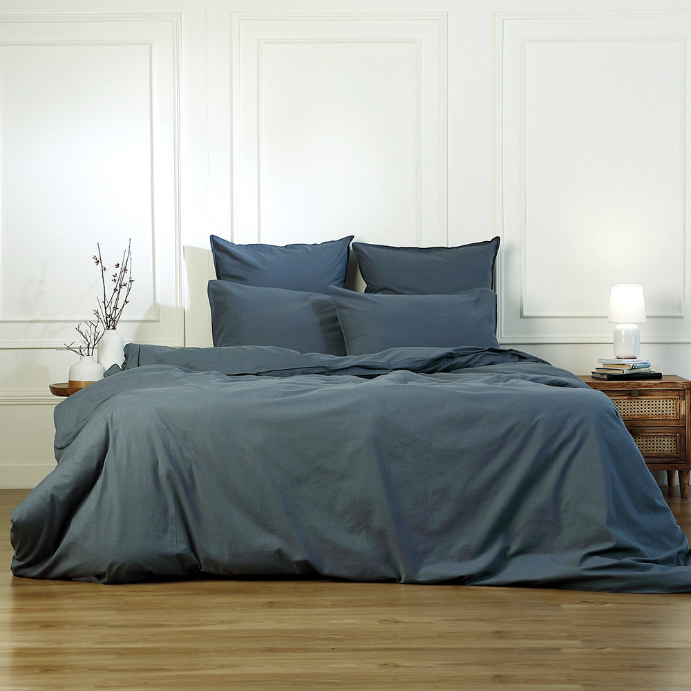 Luna - Bed Linen Set - Washed Cotton - Storm Blue