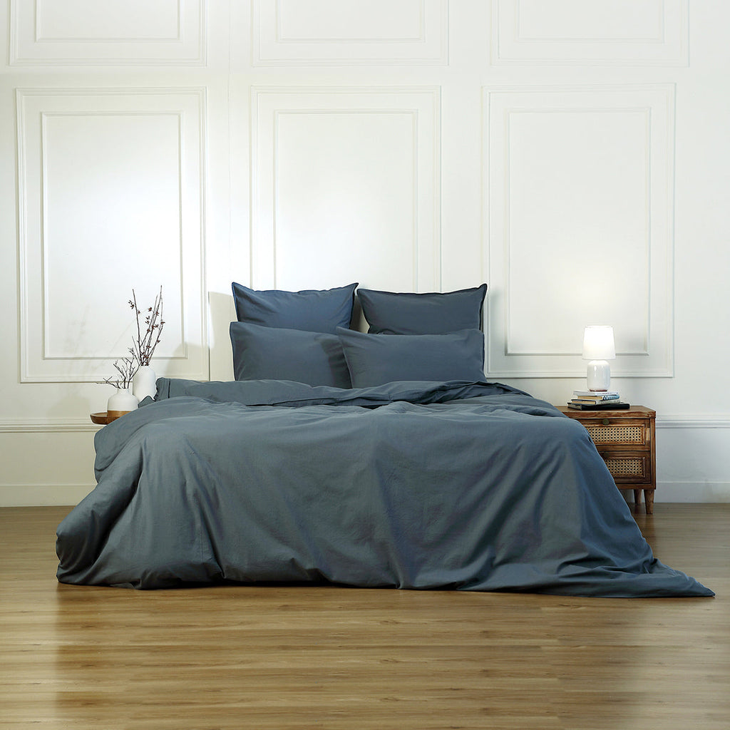 Luna - Bed Linen Set - Washed Cotton - Storm Blue