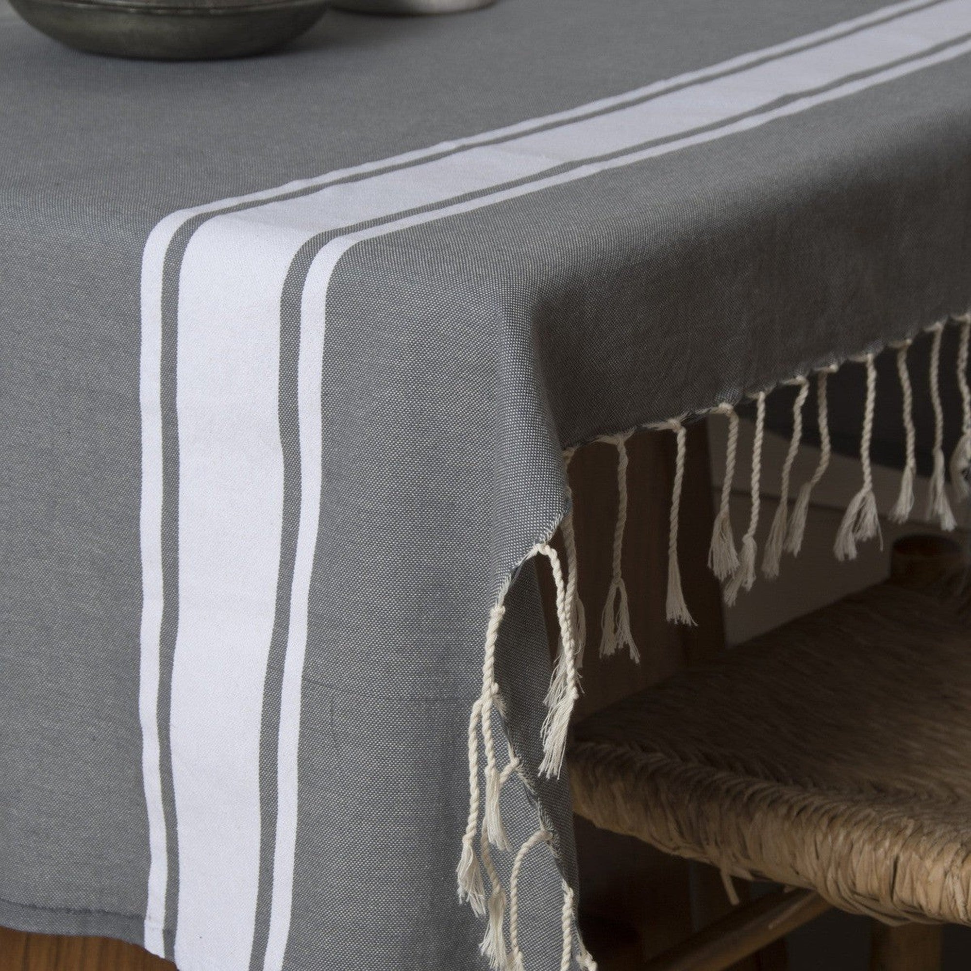 Mantel de algodón 150x250 ST TROPEZ gris medio