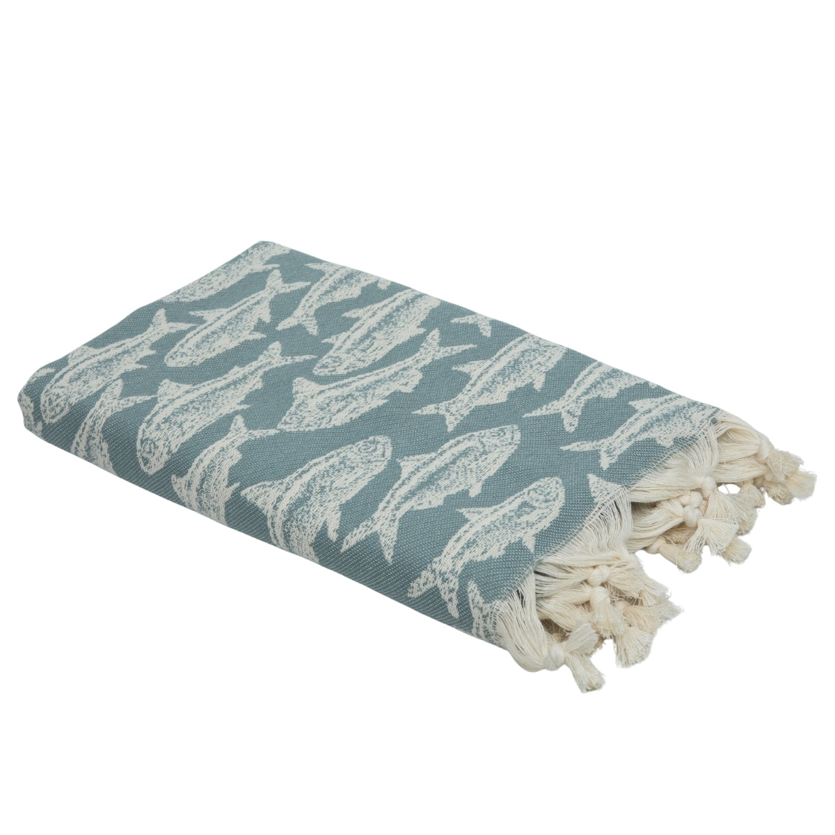 Jacquard Fouta - Cotton - Sage Green - Fish