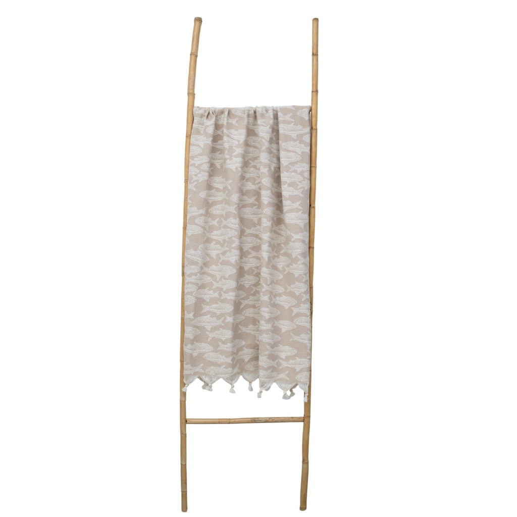 Fouta jacquard coton 100x200 POISSON beige