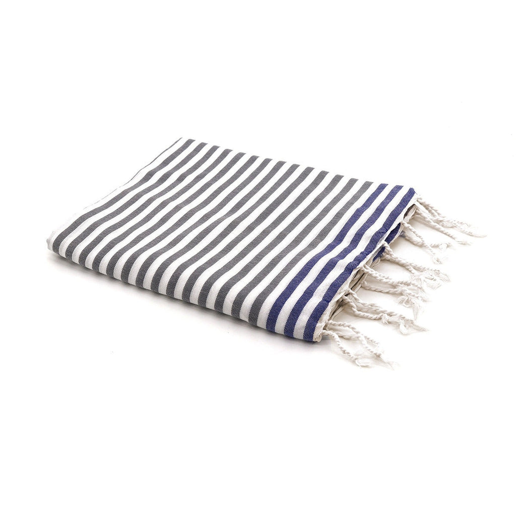 Cotton pareo fouta 100x200 BORA BORA medium gray / Greek blue