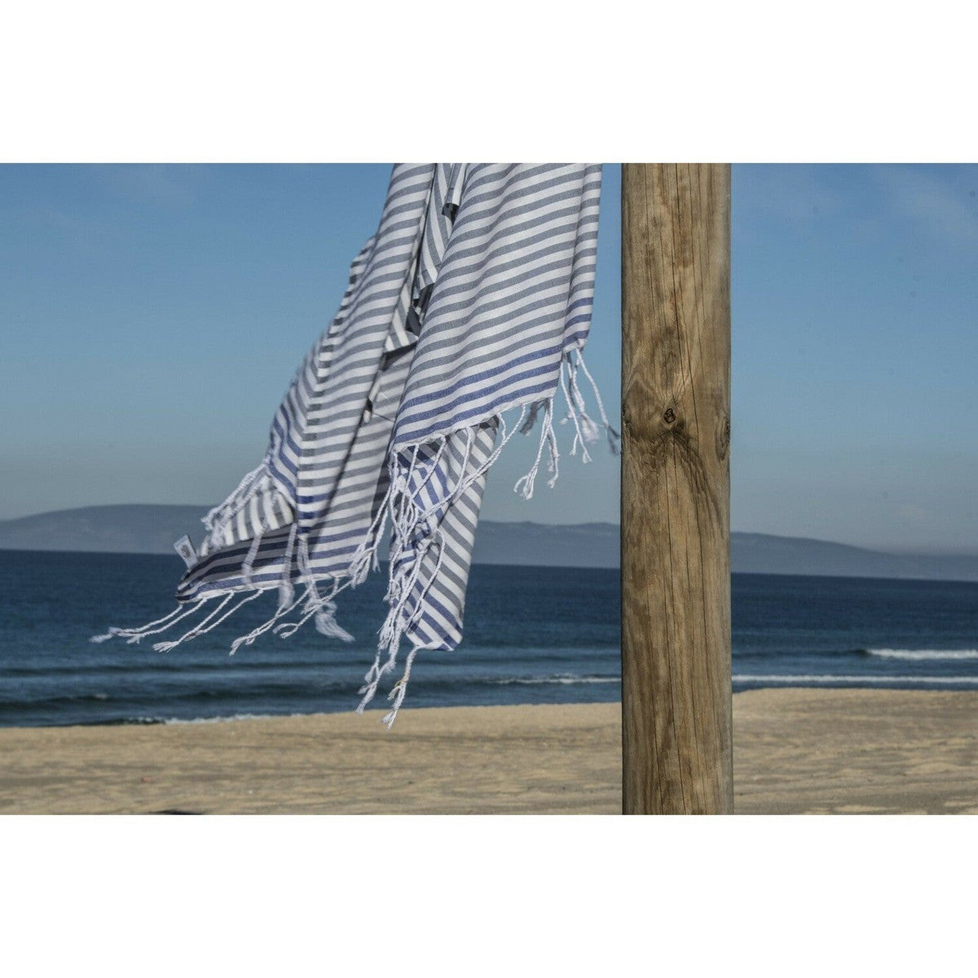 Cotton pareo fouta 100x200 BORA BORA medium gray / Greek blue
