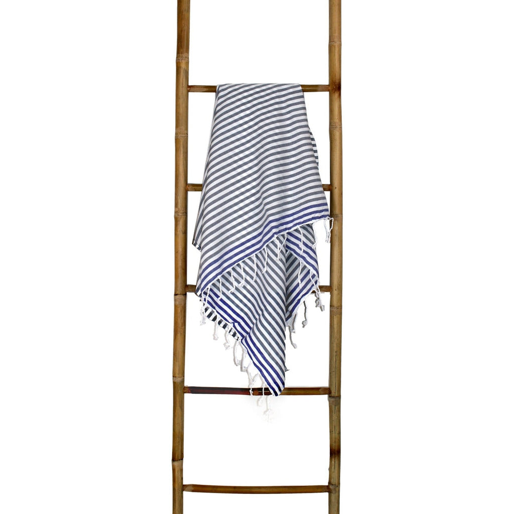 Cotton pareo fouta 100x200 BORA BORA medium gray / Greek blue