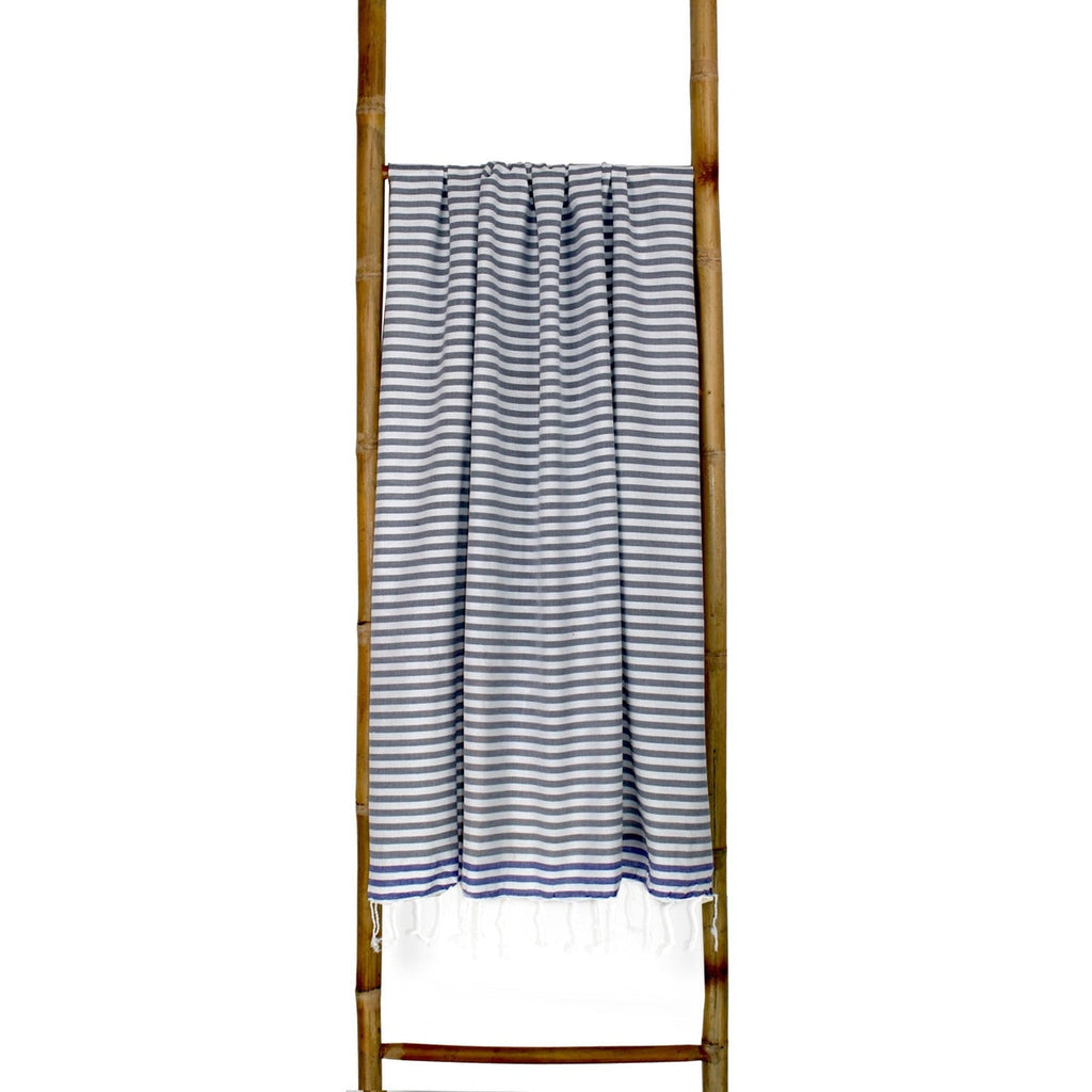Cotton pareo fouta 100x200 BORA BORA medium gray / Greek blue
