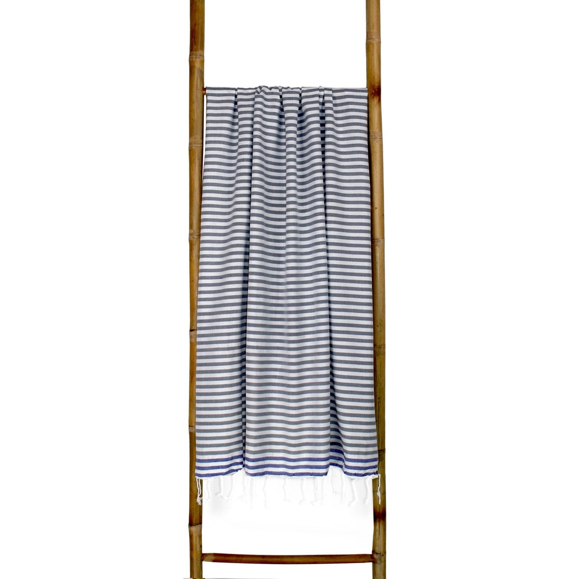 Cotton pareo fouta 100x200 BORA BORA medium gray / Greek blue