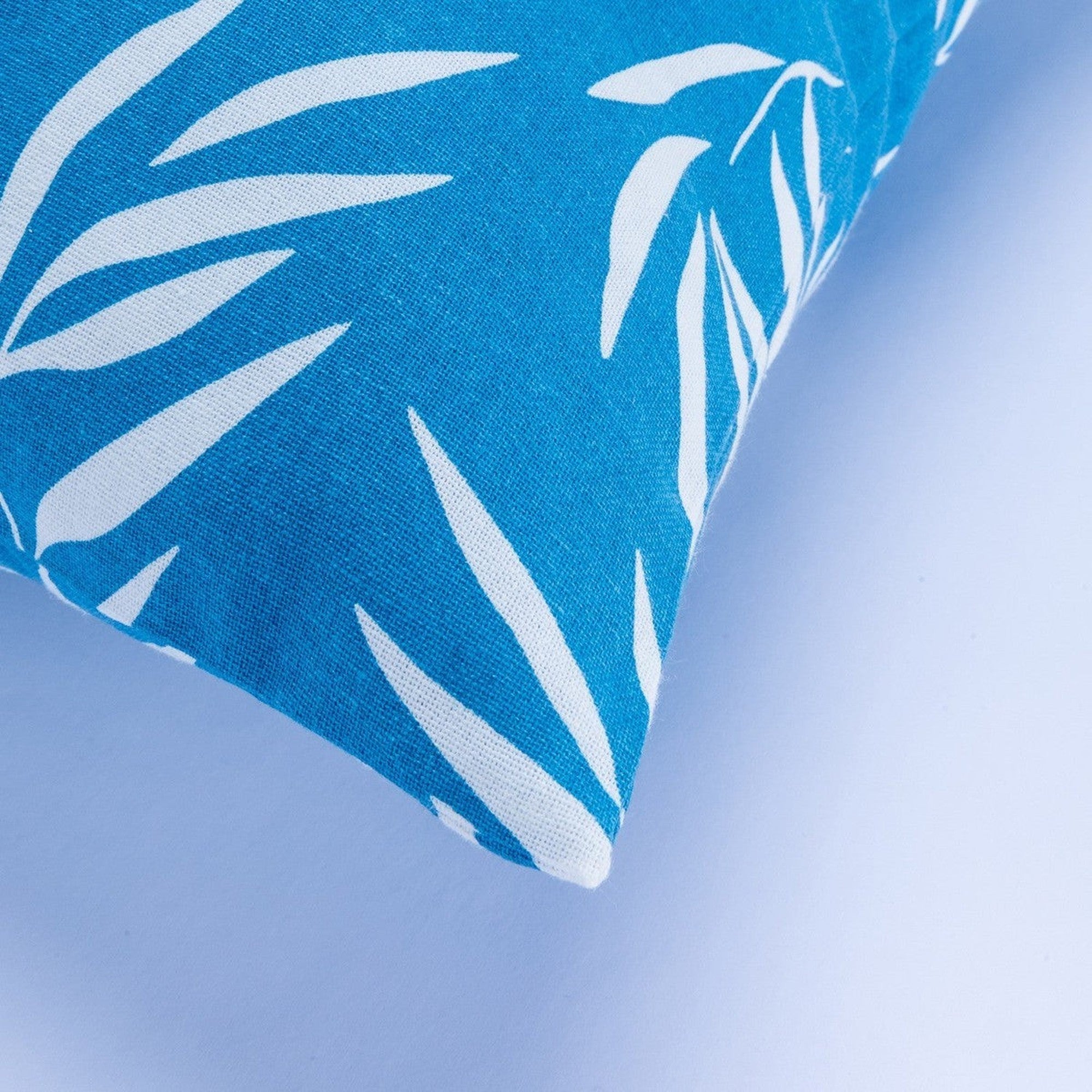 Funda de cojín de algodón para exteriores Foliage - Azul