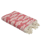 Jacquard Fouta - Cotton - Coral Red - Fish