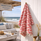 Jacquard Fouta - Cotton - Coral Red - Fish