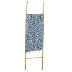 Fouta jacquard coton 100x200 FEUILLE bleu jean