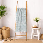 Fouta jacquard coton 100x200 FEUILLE vert sauge