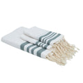 Hamptons - Foutas De Bain (1 Grande et 2 Petites) - Blanc/Vert Sauge