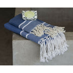 Foutas De Bain (1+2) Coton 100X200+2(50X80) Stockholm Bleu Grec / Blanc