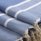 Foutas De Bain (1+2) Coton 100X200+2(50X80) Stockholm Bleu Grec / Blanc