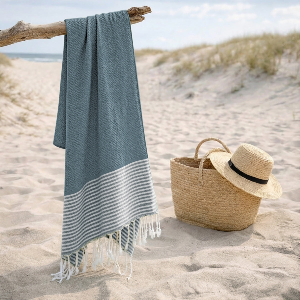Ibiza - Fouta Nid D'Abeille - Vert Sauge