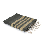 Honeycomb cotton fouta 100x200 HAMPTONS khaki green / gold