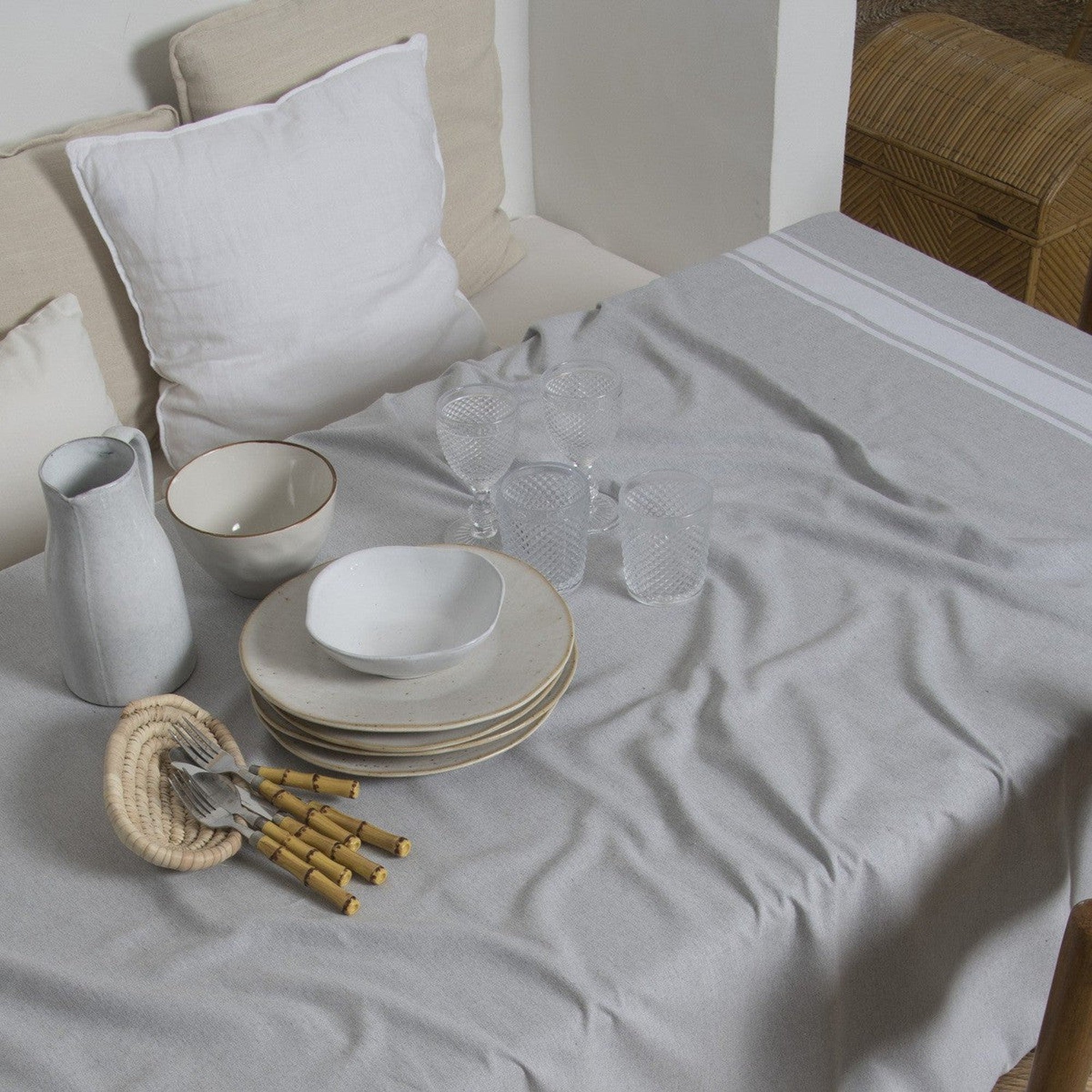 Nappe coton 150x250 ST TROPEZ gris perle