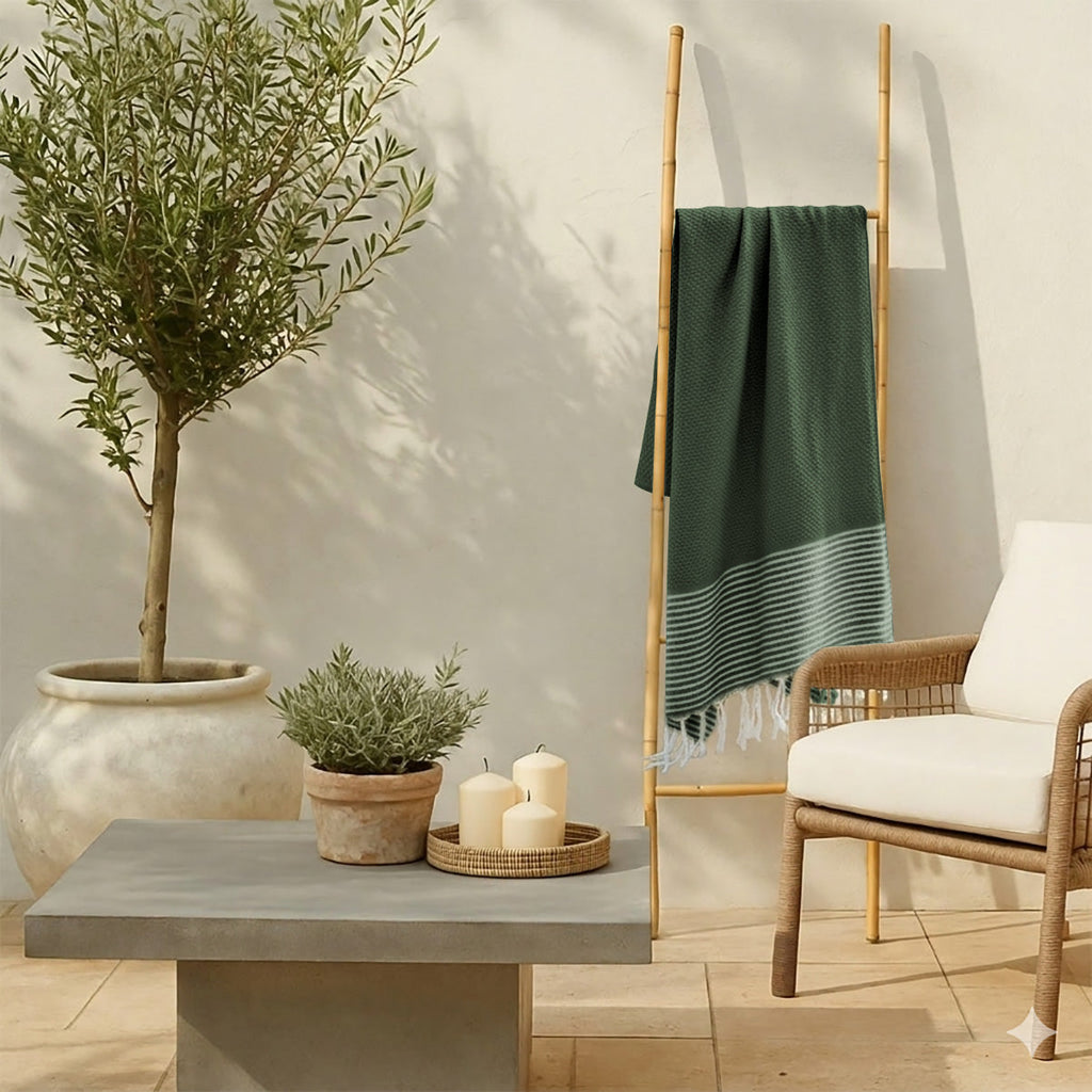Ibiza - Fouta Nid D'Abeille - Vert Olive