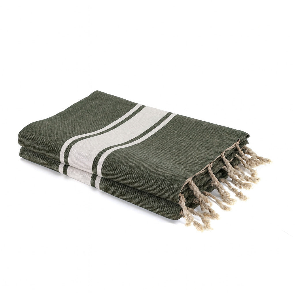 Fouta XXL coton 200x200 ST TROPEZ vert kaki