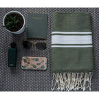 Fouta XXL coton 200x200 ST TROPEZ vert kaki