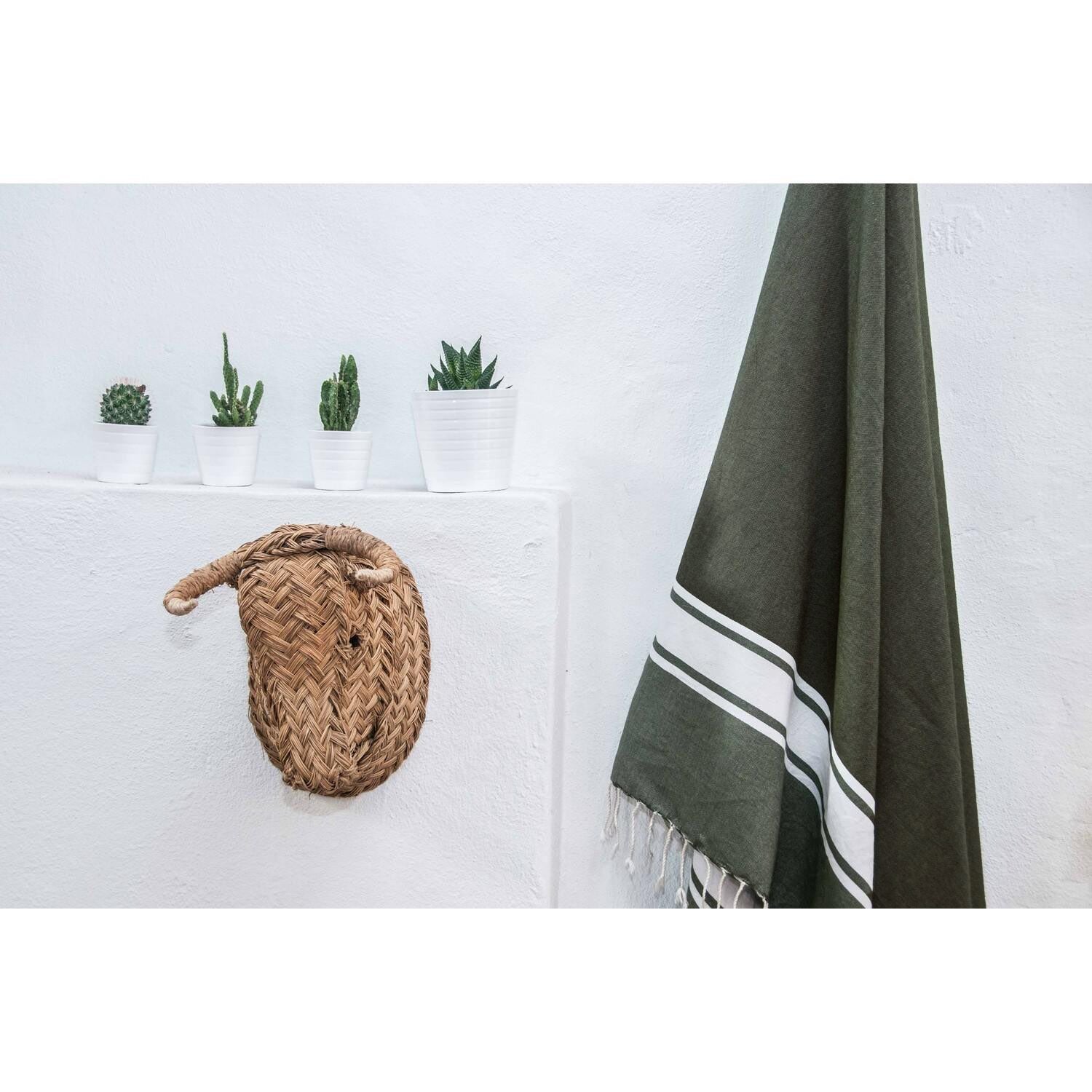 Fouta XXL coton 200x200 ST TROPEZ vert kaki