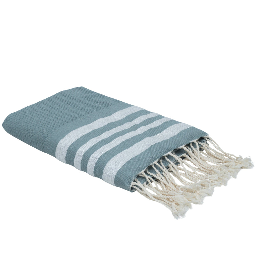 Honeycomb Fouta - Cotton - Sage Green / Silver - Hamptons