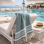 Honeycomb Fouta - Cotton - Sage Green / Silver - Hamptons