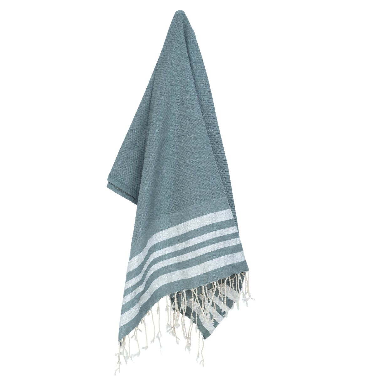 Honeycomb Fouta - Cotton - Sage Green / Silver - Hamptons