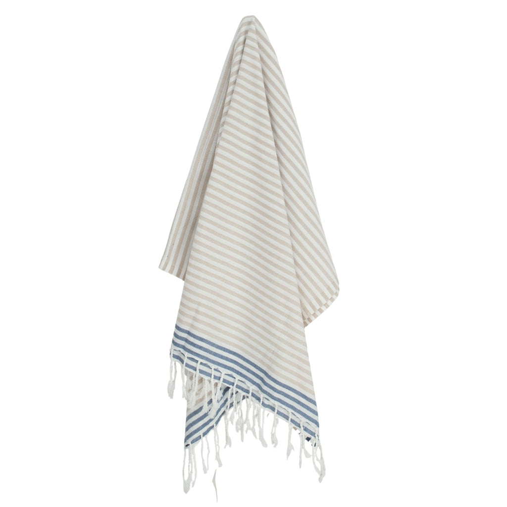Fouta Pareo - Algodón - Beige / Azul Denim - Bora Bora