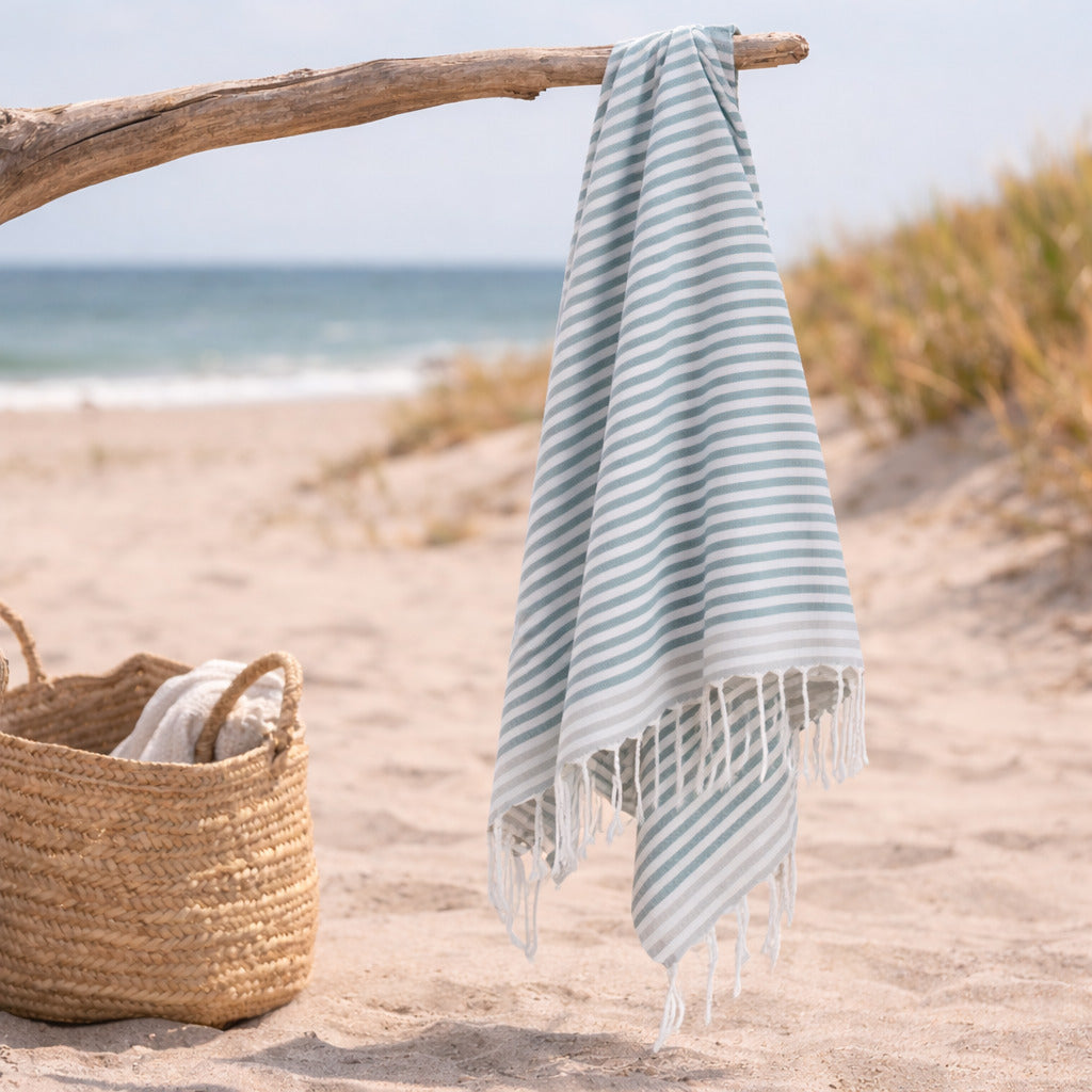 Bora Bora - Fouta Paréo - Vert Sauge/Gris Perle