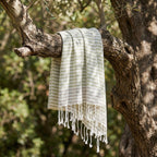 Fouta Pareo - Algodón - Verde Almendra / Taupe Claro - Bora Bora