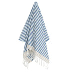 Fouta Pareo - Algodón - Azul Tormenta / Beige - Bora Bora