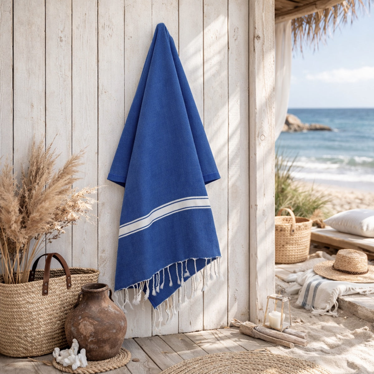 Fouta Coton 100X200 Marsa Bleu Grec