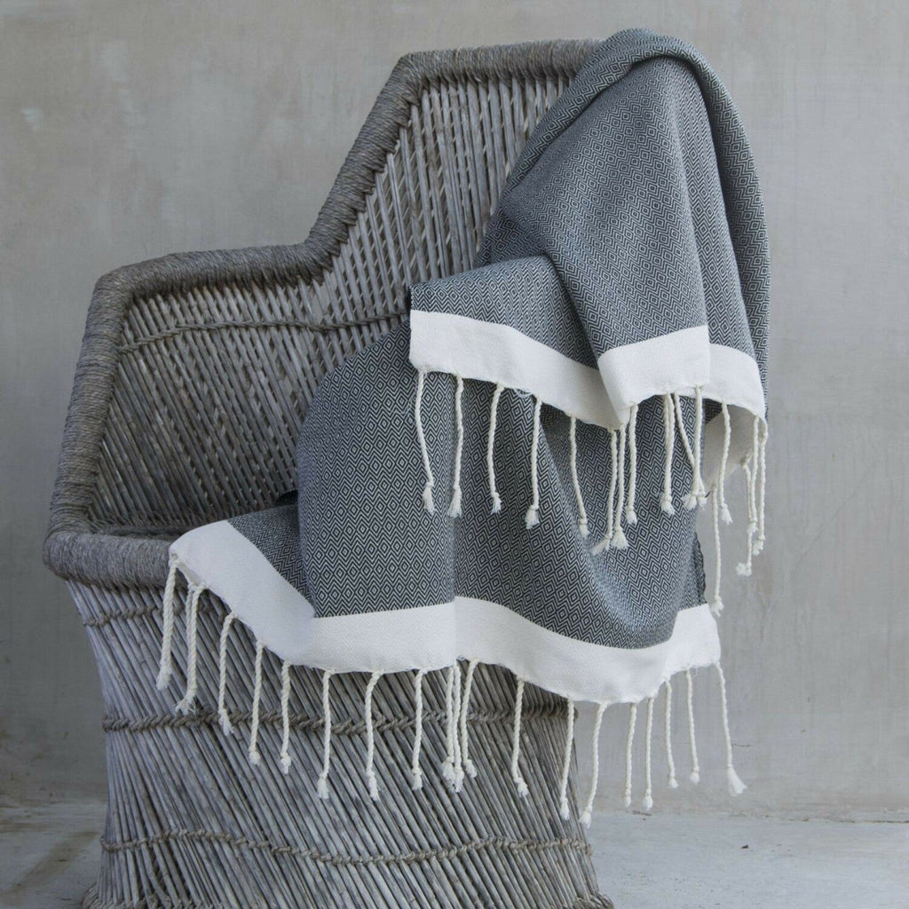Courchevel - Throw - Cotton - Black/Ecru