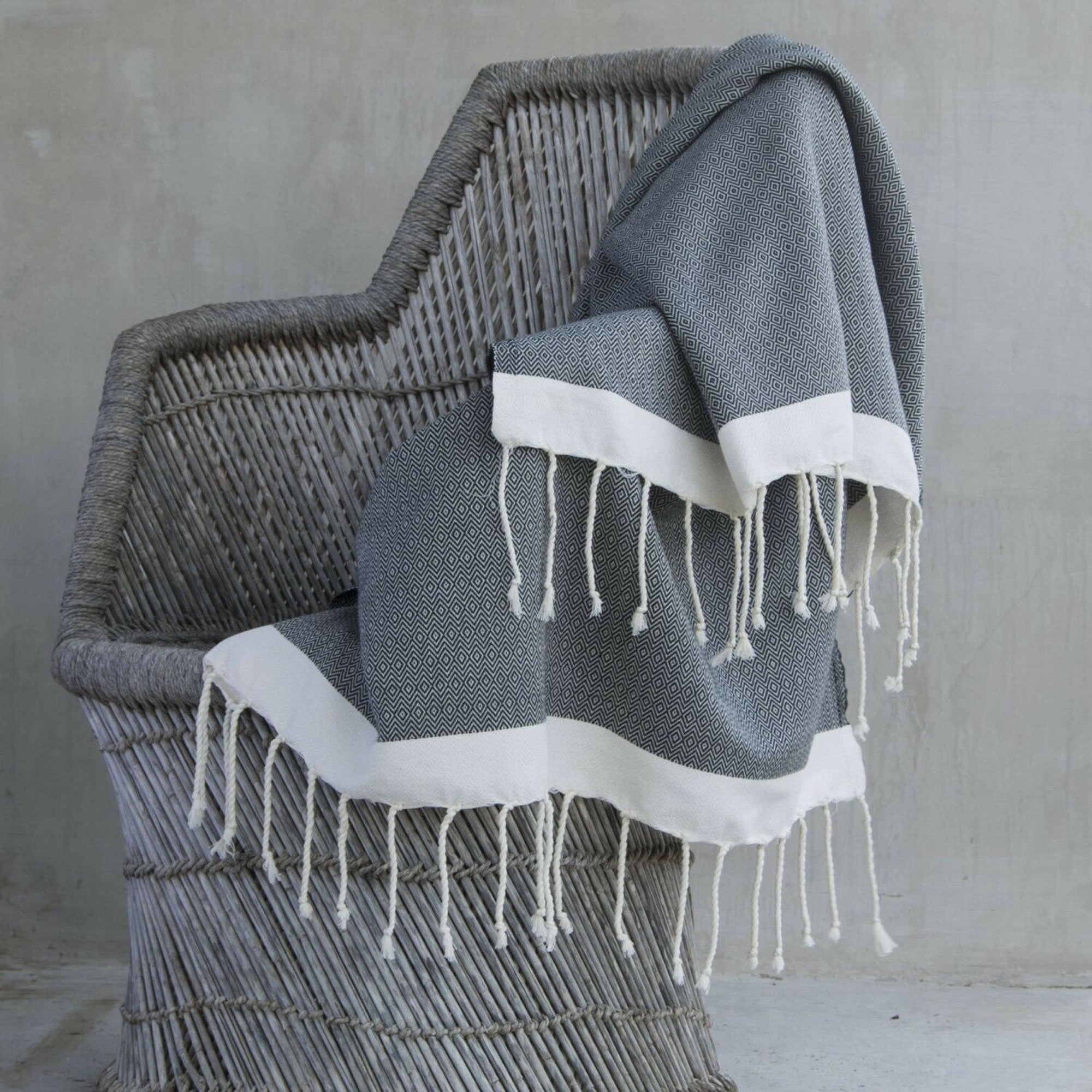 Courchevel - Throw - Cotton - Black/Ecru