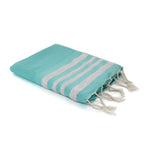 Fouta Nid D'Abeille Coton 100X200 Hamptons Vert Turquoise / Argent