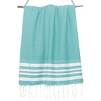 Fouta Nid D'Abeille Coton 100X200 Hamptons Vert Turquoise / Argent