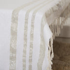 Cotton tablecloth 170x170 HAMPTONS white / silver